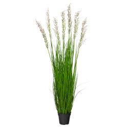 Nearly Natural Plume Grass 54"H Artificial Plant With Planter, 54"H x 18"W x 18"D, Green/Black