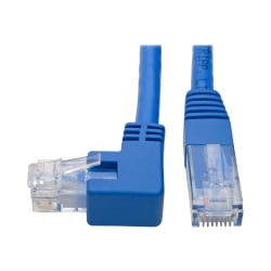 Tripp Lite Left-Angle Cat6 UTP Patch Cable (RJ45) - 1 ft., M/M, Gigabit, Molded, Blue - 1 ft Category 6 Network Cable for Workstation, Network Device, Switch, Printer, Router, Server, Modem, Scanner, Photocopier - 24 AWG - Blue
