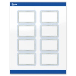 Avery® Print-To-The-Edge Labels With Sure Feed® Technology, S00-DMB-PRWGP10, Rectangle, 2"x3", Glossy White, Preprinted Blue Border with Gold Dots Design, Pack Of 80