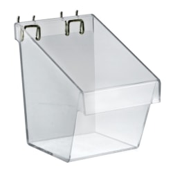 Azar Displays Bucket Displays For Pegboard/Slatwall, Metal U-Hooks Included, Medium Size, Clear, Pack Of 4