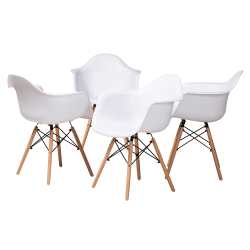 Baxton Studio Galen Dining Chairs, White/Oak Brown, Set Of 4 Chairs