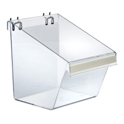 Azar Displays Bucket Displays For Pegboard/Slatwall, C-Channel And Metal U-Hooks, Medium Size, 9" x 8" x 6", Clear, Pack Of 4