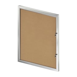 Azar Displays Enclosed Cork Bulletin Board With Lock And Key, Brown, 42-5/16" x 32", Silver Aluminum Frame