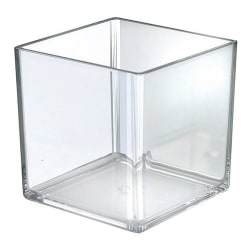 Azar Displays Deluxe Cube Bins, Small Size, 6" x 6" x 6", Clear, Pack Of 4