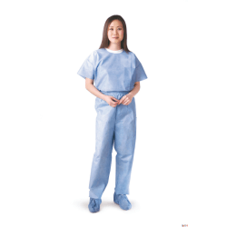 Medline Disposable Elastic-Waist Scrub Pants, Large, Blue, Case Of 30