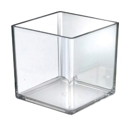 Azar Displays Deluxe Cube Bins, Medium Size, 7" x 7" x 7", Clear, Pack Of 4
