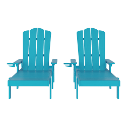 Flash Furniture Sonora Set of 2 Commercial Grade Adjustable Adirondack Lounge Chair, All-Weather Indoor/Outdoor Recycled HDPE, Blue - 2LEHMP07001BL