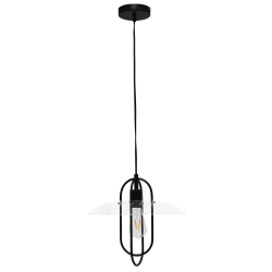 Lalia Home 1-Light Elongated Metal Hanging Pendant Lamp, 13-1/2"W, Clear Shade/Matte Black Base