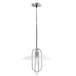 Lalia Home 1-Light Elongated Metal Hanging Pendant Lamp, 13-1/2"W, Clear Shade/Chrome Base