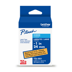 Brother P-Touch TZeB51, Laminated, ~1in x 16.4ft (24mm x 5m), Black on Fluorescent Orange Label Tape