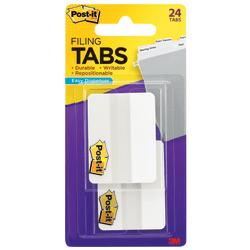 Post-it® Notes Durable Filing Tabs, 2", White, Pack Of 24 Tabs