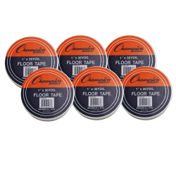 Champion Sports Floor Marking Tape, 1" x 36 yd., White, Pack Of 6 Rolls