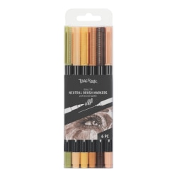 Brea Reese Dual-Tip Brush Markers, Neutrals, Pack Of 6 Markers
