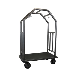 Hospitality 1 Source Estate Bellman's Cart, 71"H x 48"W x 27"D, Black Rubber Decking/Coastal Hammertone