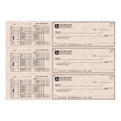 Custom 3-To-A-Page Checks, Style 13, 8 1/4" x 3 1/24", Box Of 300