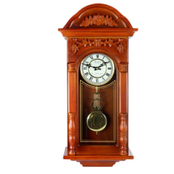 Bedford Clocks Wall Clock, 27-1/2"H x 12-3/4"W x 5-3/4"D, Oak