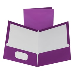 Oxford® Laminated Twin-Pocket Folders, 8 1/2" x 11", Metallic Purple, Box Of 25