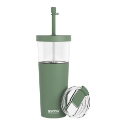ASOBU Marina See-Through Triton Tumbler With Flexible Straw, 28 Oz, Green