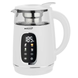 Brentwood® KT-2018W 1,100-Watt 1.7-L Cordless Digital Glass Electric Kettle with Tea Infuser, White