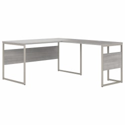 Bush® Business Furniture Hybrid 60"W x 30"D L-Shaped Table Desk With Metal Legs, Platinum Gray, Standard Delivery
