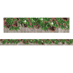 Teacher Created Resources Straight Border Trim, Winter Pine Cones, 35' Per Pack, Set Of 6 Packs
