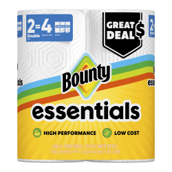 Bounty Essentials Select-A-Size Paper Towels, White, 108 Sheets Per Roll, Total Qty 2