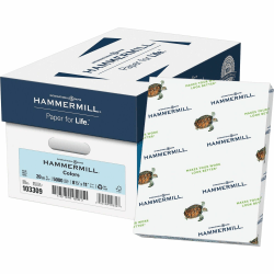 Hammermill® Fore Super-Premium Color Copy Paper, 1 Ream, Blue, Letter (8.5" x 11"), 500 Sheets Per Ream, 20 Lb, 30% Recycled