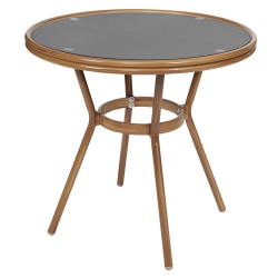 Flash Furniture Marseille Indoor/Outdoor Commercial Bistro 31.5" Table, Black Textilene/Natural Frame - SDA64180BKNAT