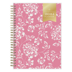 2024 Day Designer Weekly/Monthly Planning Calendar, 5-7/8" x 8-5/8", Annabel Pink Frosted, January To December