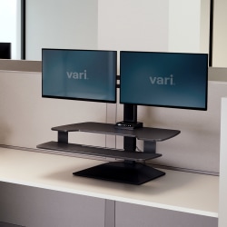 VARI VariDesk® Premier Electric Dual-Monitor Desk Riser, 32"W, Black