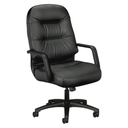 HON® Pillow-Soft® Ergonomic Bonded Leather Executive Chair With Fixed Loop Arms, Black