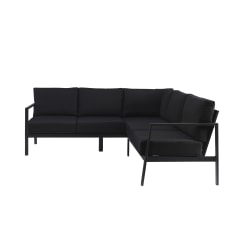 Linon Abilene Aluminum Outdoor Sectional Sofa, 31-1/4"H x 77-1/2"W x 78-1/2"D, Black/Black