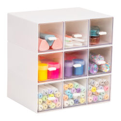 Mind Reader 9-Drawer Modular Craft Organizer, 9-3/16"H x 6-1/2"W x 9"D, White, Total Quantity 1