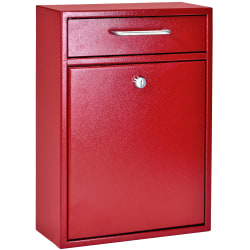 Mail Boss Locking Security Drop Box, 16-1/4"H x 11-1/4"W x 4-3/4"D, Bright Red