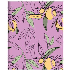 2025 TF Publishing Large Monthly Planner, 6-1/2" x 11", Lemon And Lavender, January To December