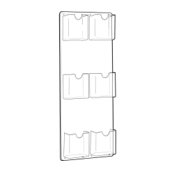 Azar Displays 6-Pocket Vertical Trifold Wall-Mount Brochure Holders, 24"H x 9-1/4"W x 1-3/4"D, Clear, Pack Of 2 Holders