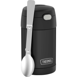 Thermos FUNtainer Stainless Steel Food Jar 16Oz - Food Storage - Dishwasher Safe - 3.7" Diameter - Matte Black - Stainless Steel Body - 1 Each