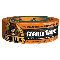 Gorilla Duct Tape, 1-7/8" x 30 Yd,, Black, Pack Of 6 Rolls