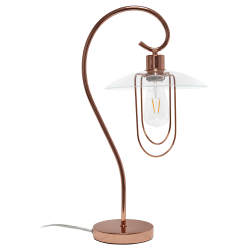 Lalia Home Modern Metal Scroll Table Lamp, 22-1/4"H, Clear Shade/Rose Gold Base