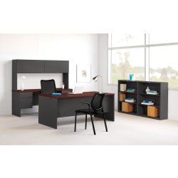 HON® 38000 72"W Kneespace Computer Desk Credenza, Mahogany/Charcoal