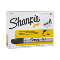 Sharpie Metal Barrel Permanent Markers, Bullet Tip, Black, 12 Count