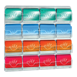 Azar Displays 16-Pocket Wall-Mount Business Card Holders, 11-7/8"H x 15-5/8"W x 1"D, Clear, Pack Of 2 Holders