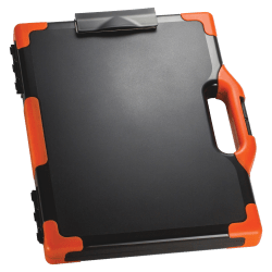 Officemate® OIC® Carry-All Clipboard Box, 15 1/2"H x12 1/2"W x 2 1/4"D, Black/Orange