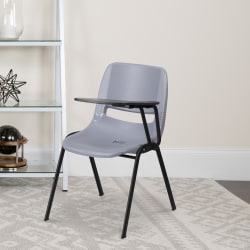 Flash Furniture Ergonomic Shell Chair With Left Handed Flip-Up Tablet Arm, Gray/Black
