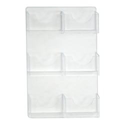 Azar Displays 4-Pocket Wall-Mount Bifold Brochure Holders, 14-5/8"H x 13"W x 1-3/4"D, Clear, Pack Of 2 Holders