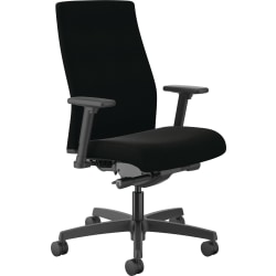 HON® Ignition 2.0 Ergonomic Vinyl Mid-Back Task Chair, Black/Black
