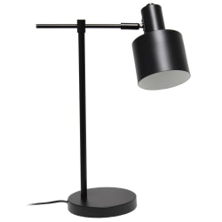 Lalia Home Mid-Century Modern Metal Table Lamp, 21"H, Black Shade/Black Base