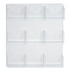 Azar Displays 9-Pocket Wall-Mount Bifold Brochure Holders, 24"H x 19-1/2"W x 1-3/4"D, Clear, Pack Of 2 Holders