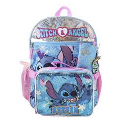 Bioworld Stitch Backpack With Lunch Bag/Key Chain/Water Bottle/Carabiner, Multicolor