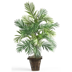Nearly Natural 38"H Silk Areca Palm Plant With Wicker Basket, Green